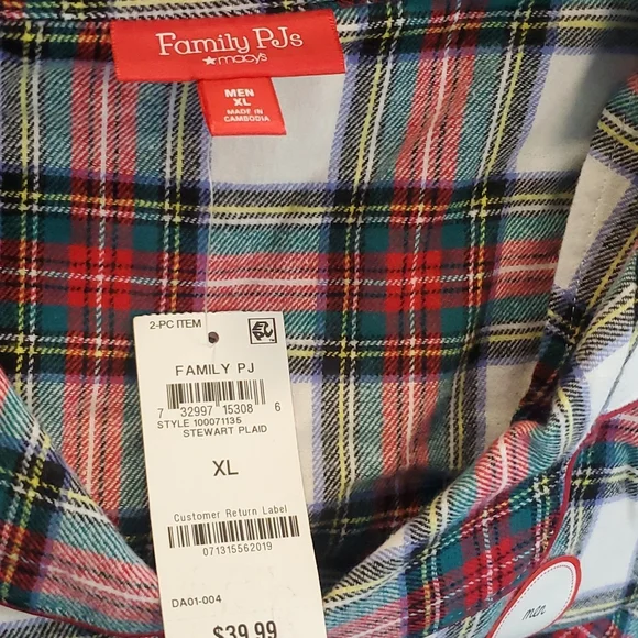 Men's plaid pajama set by Family PJs for Christmas in Stewart plaid pattern - Picture 4 of 9